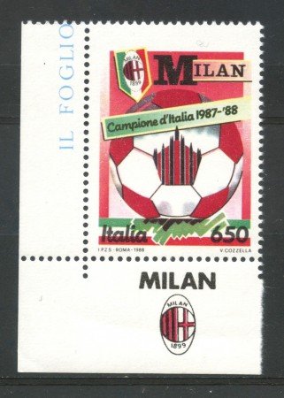 1988 - LOTTO/6897A - REPUBBLICA - MILAN CAMPIONE CON APPENDICE MILAN - NUOVO