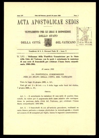 1983 - LOTTO/10986 - VATICANO - ANNO SANTO 4v. - ACTA APOSTOLICAE