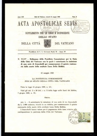 1982 - LOTTO/10992 - VATICANO - LUCA DELLA ROBBIA - ACTA APOSTOLICAE