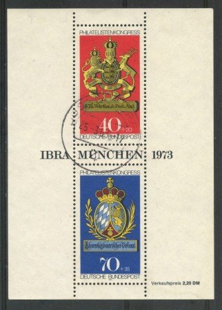 1973 - GERMANIA - ESPOSIZIONE FILATELICA  IBRA 73 - FOGLIETTO USATO - LOTTO731035U
