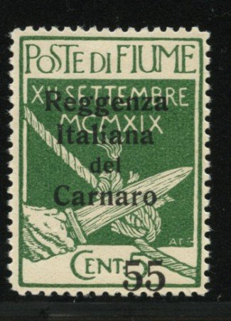 1920 - LOTTO/12909 - FIUME - 55 SU 5c. REGGENZA ITALIANA CARNARO - LING.