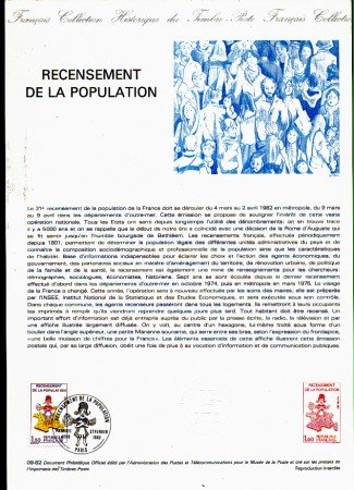 1982 - LOTTO/FRA2202DOC - CENSIMENTO POPOLAZIONE DOC. FILATELICO
