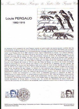 1982 - LOTTO/FRA2228DOC - FRANCIA - LOUIS PERGAUD DOC. FILATELICO