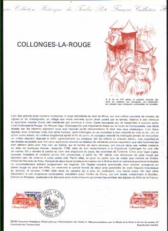 1982 - LOTTO/FRA2196DOC - FRANCIA - COLLONGES-LA-ROUGE DOC. FILATELICO