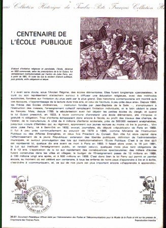 1981 - LOTTO/FRA2167DOC - FRANCIA - SCUOLA PUBBLICA DOC. FILATELICO