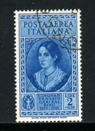 1932 - REGNO - LOTTO/31883 -POSTA AEREA - 2 Lire + 50c. CINQUANTENARIO DI GARIBALDI - USATO -