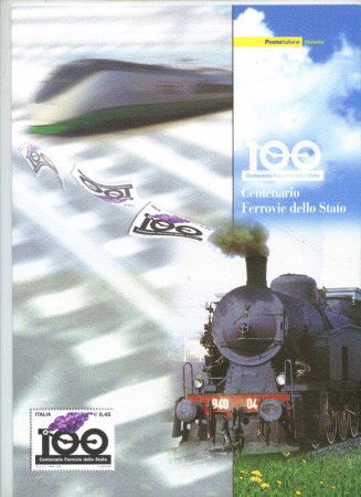 2005 - REPUBBLICA - LOTTO/43344 - CENTENARIO FEERROVIE DELLO STATO - FOLDER POSTE ITALIANE