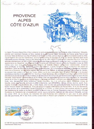 1983 - LOTTO/FRA2252DOC - FRANCIA - PROVENZA ALPI COSTA AZZURRA - DOC. FILATELICO