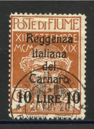 1920 - FIUME - LOTTO/39775 - 10 LIRE SU 20 cent. OCRA POSTA MILITARE - USATO