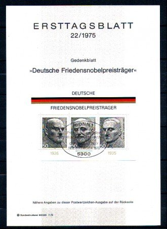 1975 - LOTTO/GFBF10ETB - GERMANIA - PREMI NOBEL FOGLIETTO - ETB