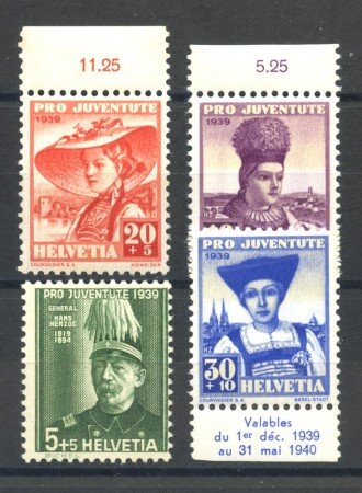 1939 - LOTTO/39364 - SVIZZERA - PRO JUVENTUTE 4v. - NUOVI