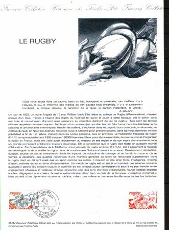 1982 - LOTTO/FRA2236DOC - FRANCIA - RUGBY DOC. FILATELICO