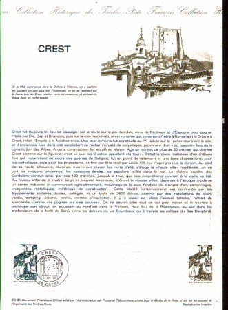 1981 - LOTTO/FRA2163DOC - FRANCIA - CREST  DOC. FILATELICO