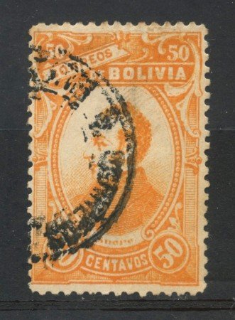 1897 - BOLIVIA - 50c. GIALLO ARANCIO DE SUCRE - USATO - LOTTO/29155