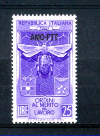 1953 - LOTTO/10340N - TRIESTE A - 25 LIRE  MERITO AL LAVORO NUOVO