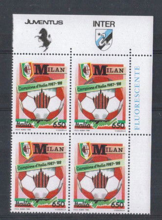 1988 - LOTTO/6897Q - REPUBBLICA - MILAN CAMPIONE - QUARTINA