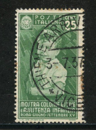 1937 - REGNO - 25c. MOSTRA COLONIE ESTIVE - USATO - LOTTO/29571
