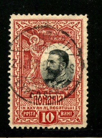 1906 - ROMANIA - 10 b. ROSSO ANNIVERSARIO DEL REGNO - USATO - LOTTO/31986
