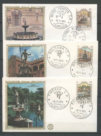 1974 - REPUBBLICA - FONTANE - 3 BUSTE FDC FILAGRANO - LOTTO/27461