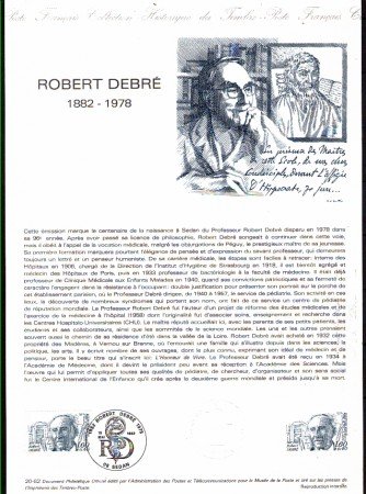 1982 - LOTTO/FRA2229DOC - FRANCIA - ROBERT DEBRE'  DOC. FILATELICO