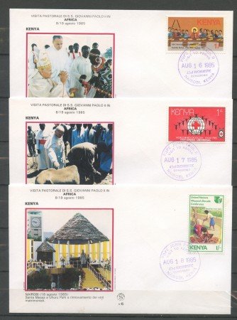 1985 - KENYA - VISITA DI S.S. GIOVANNI PAOLO II° a  NAIROBI -  3 BUSTE  - LOTTO/32165