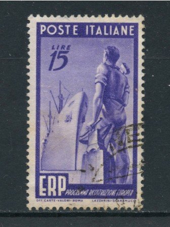 1949 - ITALIA REPUBBLICA - 15 LIRE ERP - USATO - LOTTO/25219