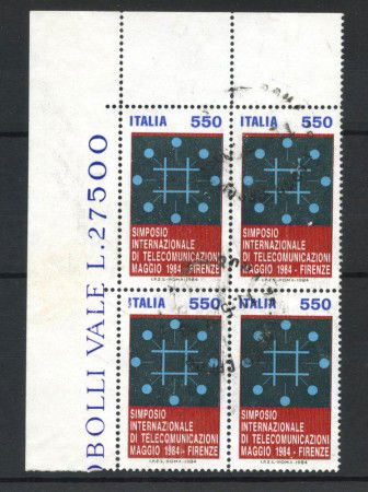 1984 - REPUBBLICA - LOTTO/43163UQ - SIMPOSIO TELECOMUNICAZIONI - QUARTINA USATI