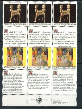 1991 - LOTTO/21464 - ONU AUSTRIA - DIRITTI DELL'UOMO 2v. - NUOVI CON APP.