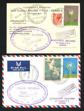 1970 - REPUBBLICA - LOTTO/41606 - CARTOLINA  E BUSTA RICORDO DELLA CROCIERA ATLANTICA