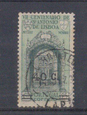 1933 - LOTTO/9692CU - PORTOGALLO -  40c su 25c. S.ANTONIO - USAT