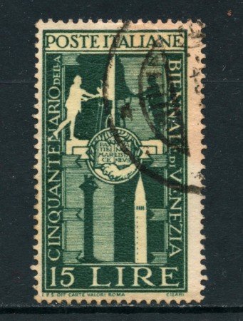 1949 - ITALIA REPUBBLICA - 15 LIRE BIENNALE VENEZIA - USATO - LOTTO/25243