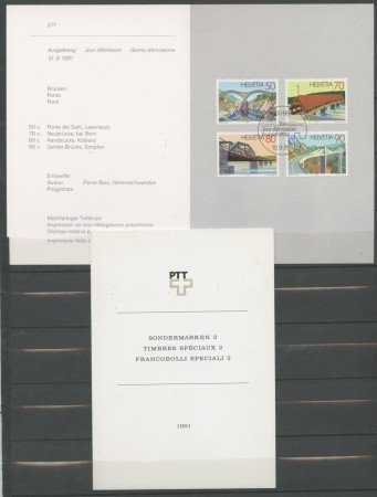 1991 - SVIZZERA - PONTI 4v. - FOLDER UFFICIALE  FDC - LOTTO/25300
