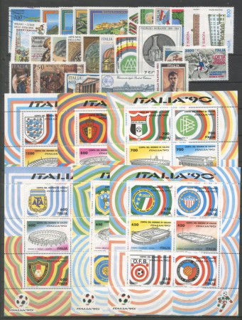 1990 - REPUBBLICA - LOTTO/42580 - ANNATA COMPLETA 27 FRANCOBOLLI  + 6 FOGLIETTI NUOVI