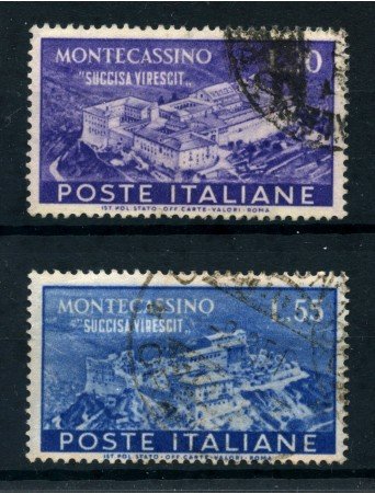 1951 - REPUBBLICA - ABBAZIA DI MONTECASSINO 2v. - USATI - LOTTO/25267