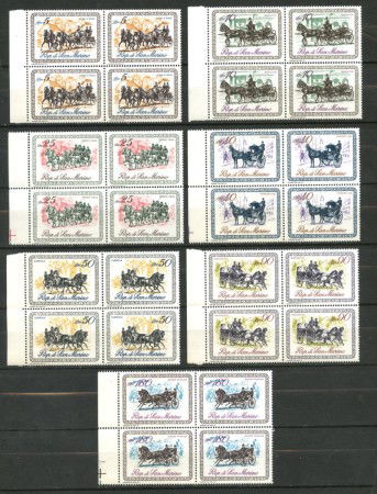 1969 - LOTTO/7919Q - SAN MARINO - ANTICHE CARROZZE 7v.  QUARTINE NUOVI