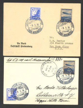 1936 - GERMANIA - LOTTO/42375 - ZEPPELIN DIRIGIBILE HINDENBURG 1° VIAGGIO IN AMERICA DEL NORD
