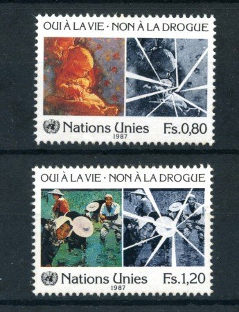 1987 - LOTTO/21438 - ONU SVIZZERA - NO ALLA DROGA 2v. - NUOVI