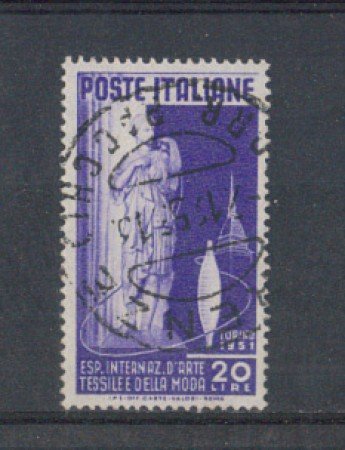 1951 - LOTTO/6140U - REPUBBLICA - 20 LIRE ARTE TESSILE - USATO