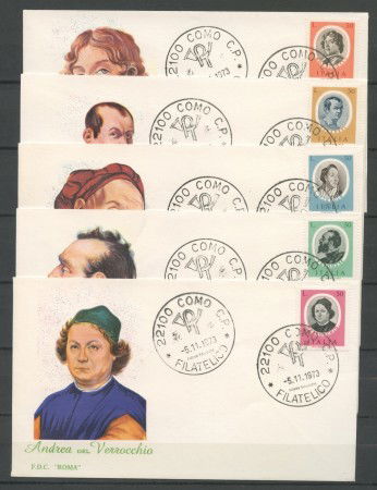 1973 - REPUBBLICA - ARTISTI ITALIANI - 5 FDC ROMA - LOTTO/27536