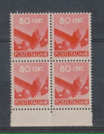 1945 - LOTTO/5990Q - REPUBBLICA - 80c. DEMOCRATICA - QUARTINA