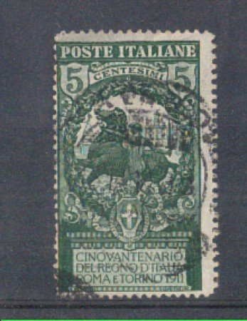 1911 - LOTTO/REG93UA - REGNO - 5c.+5c. UNITA' D'ITALIA - USATO