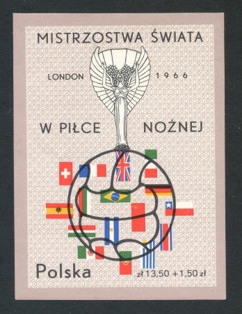 1966 - POLONIA - MONDIALI DI CALCIO A LONDRA - FOGLIETTO NUOVO - LOTTO/29372