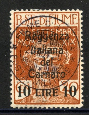 1920 - FIUME - LOTTO/39780 - 10 LIRE SU 20c. OCRA  LEGIONARI - USATO