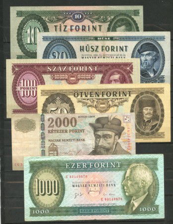 UNGHERIA - LOTTO/43519 - INSIEME DI 6 BANCONOTE DIFFERENTI