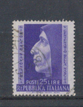 1952 - LOTTO/6186U - REPUBBLICA - GIROLAMO SAVONAROLA USATO