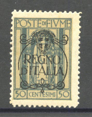1924 - FIUME - LOTTO/42329 - 50 CENTESIMI SOPRASTAMPATO REGNO D'ITALIA - LINGUELLATO