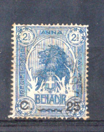 SOMALIA - 1906 - 25c. su 2,5 azzurro  Usato - Lotto/Somalit15U