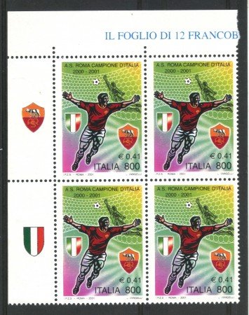 2001 - REPUBBLICA - ROMA CAMPIONE QUARTINA - NUOVI - LOTTO/7325Q
