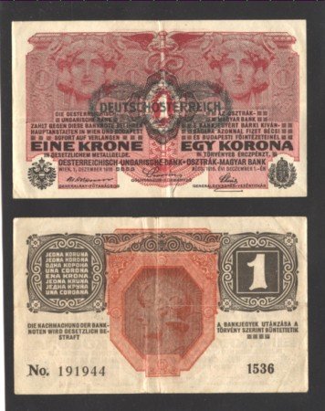 AUSTRIA - 1919 - LOTTO/10459  - 1 CORONA