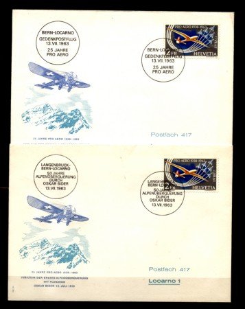 1963 - LOTTO/10625 - SVIZZERA - 2 Fr. PRO AEREO OSCAR BIDER - 2 BUSTE